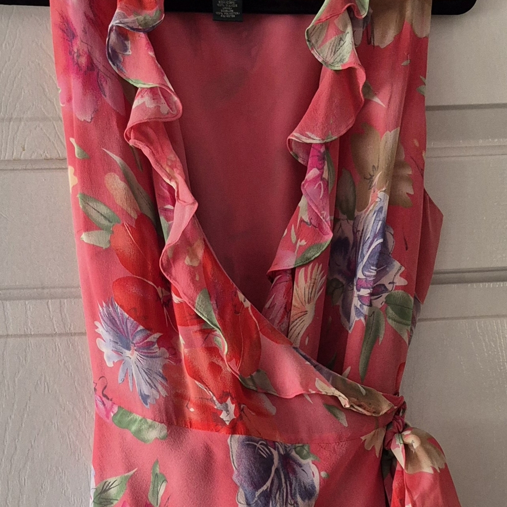 Lauren Ralph Lauren Silk Pink Floral Ruffle Dress